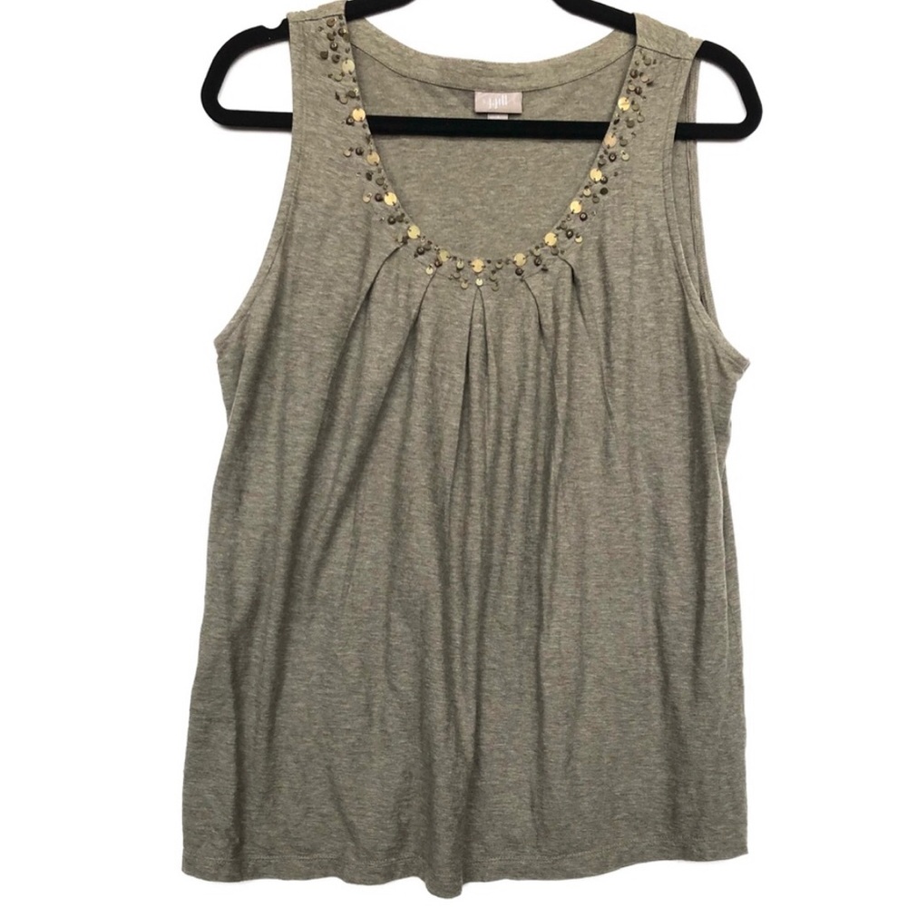 J. Jill Embellished Pleated Tank Top Size Large